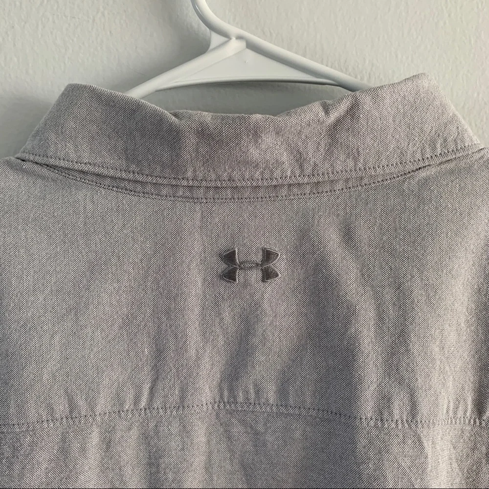Under Armour Size 2XL Gray Top Loose Fit Long Sleeve Button Down Shirt HeatGear - Picture 7 of 11